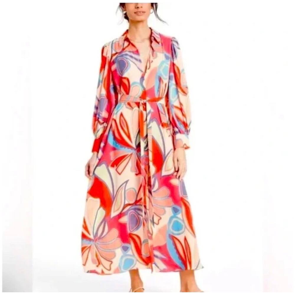 Alexis x Target‎ Mixed Floral  Belted Geometric Midi dress size XS